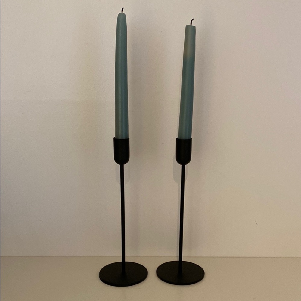 Elegant Black Candle Holders set of two